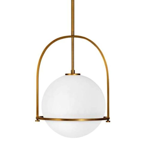 Two Adjustable Height, for Even or Sloped Ceilings, Etched Opal Globe - Picture 1 of 3